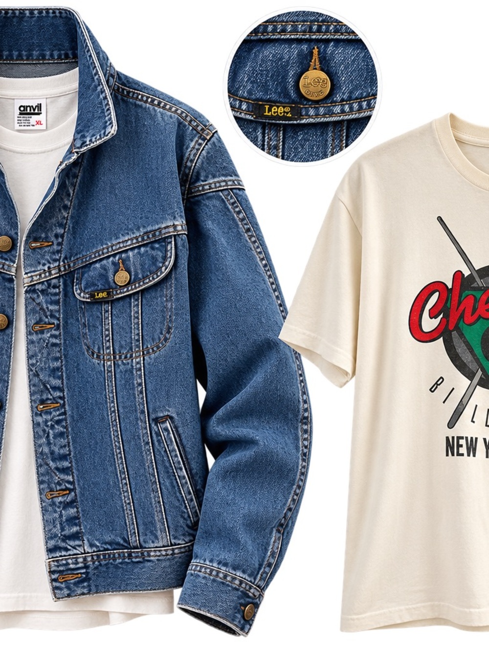 Vintage Chelsea Billiards New York -Lee Blue Denim Trucker Jacket and shirt